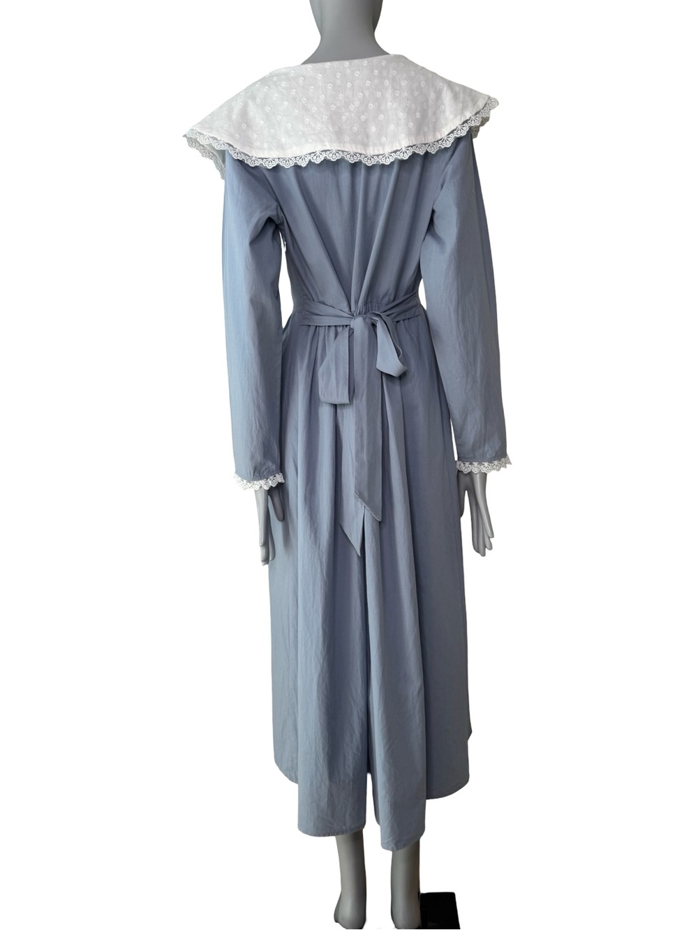 Scarlet Darkness Cottagecore Prairie Cameo Lace Collar Midi Dress Blue Cotton - Picture 8 of 16